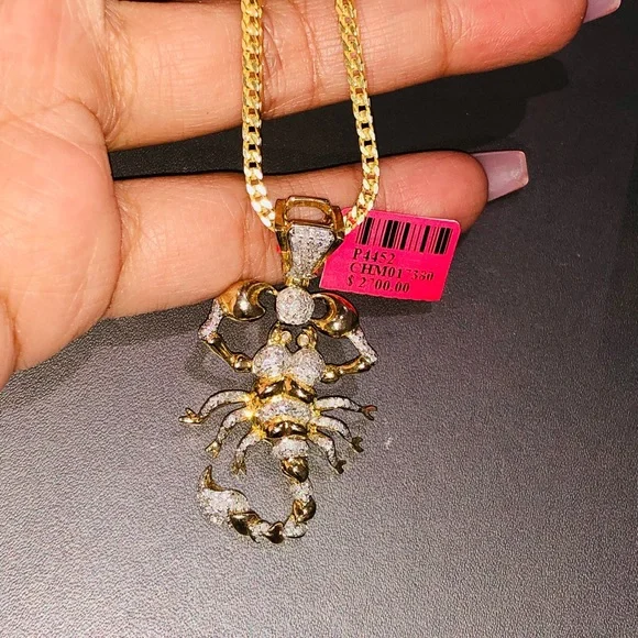 Real diamond custom made scorpion pendant charm not CZ not fake huge sale gift - Picture 6 of 9